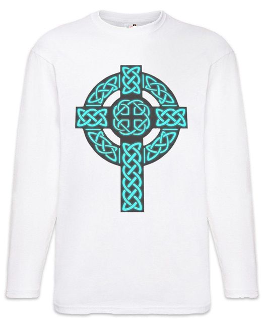 Urban Backwoods Langarmshirt Celtic Knot Logo Sign V Langarm T-Shirt Kelten Knoten Keltisch Kreuz in Blue für Herren