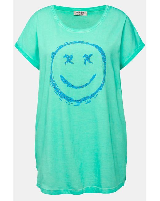 Angel of Style Green Rundhalsshirt T-Shirt oversized Smiley Rundhals