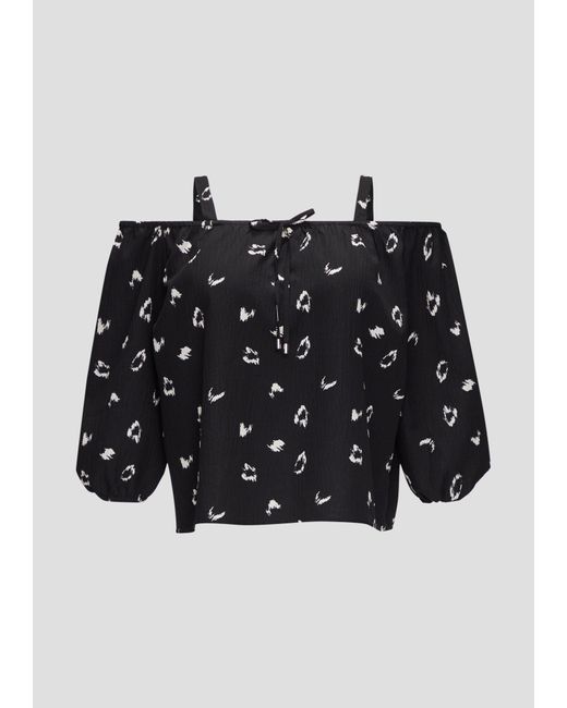 QS Black Langarmbluse Bluse mit Off-Shoulder-Ausschnitt