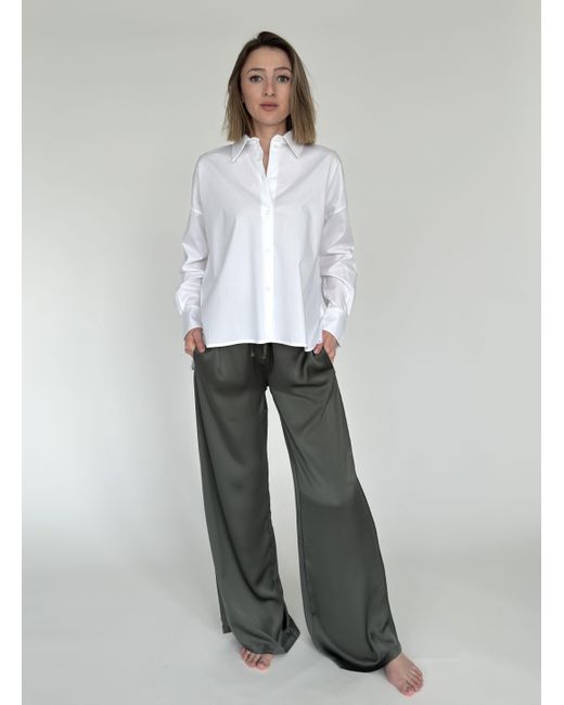 Zuckerwatte White Hemdbluse langem Arm, aus feiner Baumwolle mit Stretch