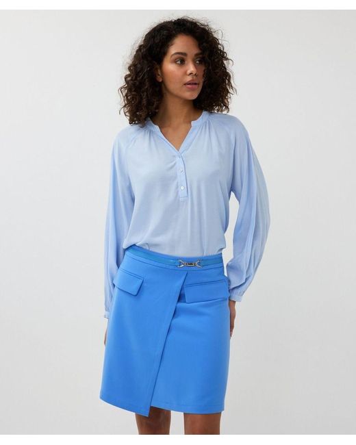 EsQualo Blue Langarmbluse Bluse R-Neck Blau