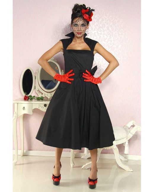 atixo Blue A-Linien- 50er Jahre Pin Up Rockabilly Kleid Retro Tanzkleid Retrokleid schwarz