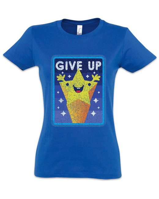 Urban Backwoods Blue Print-Shirt Give Up Star T-Shirt Gamer Admin Gaming Nerd Video VG PC Retro