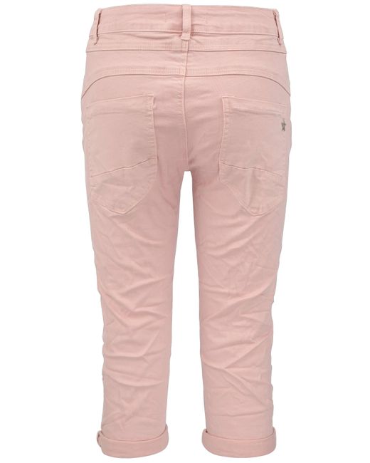 Jewelly Pink Regular-fit- Capri Jeans im Crash-Look, Boyfriend Hose mit