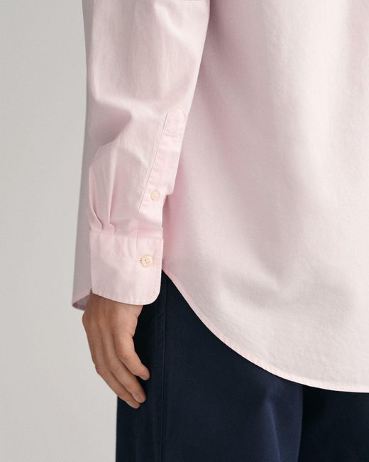 Gant Langarmhemd Regular Fit Popeline Hemd leicht strapazierfähig pflegeleicht mit Label Stickerei auf der Brusttasche in Pink für Herren