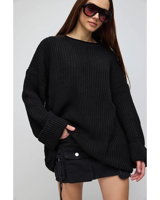 No Matter What Black Übergroßer Standard-Fit Strickpullover
