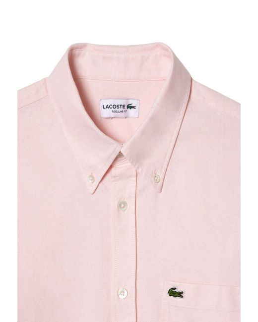 Lacoste Hemd Langarmhemd (1-tlg) in Pink für Herren