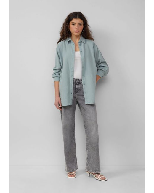 QS Gray Langarmbluse Hemdbluse aus Musselin im Oversize-Schnitt