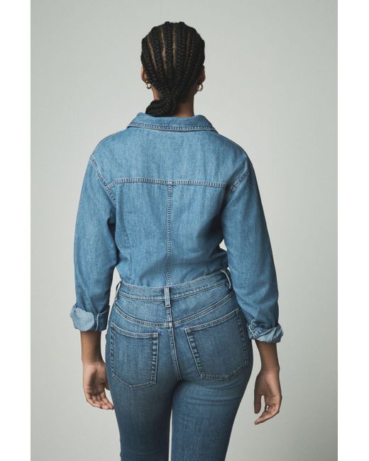Next Blue Jeanshemd Taillierte Bluse für die vollere Brustpartie (1-tlg)
