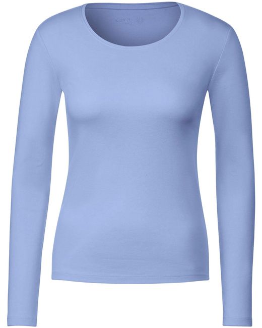 Cecil Basic Langarmshirt Pia in Unifarbe in Blau | Lyst DE | T-Shirts