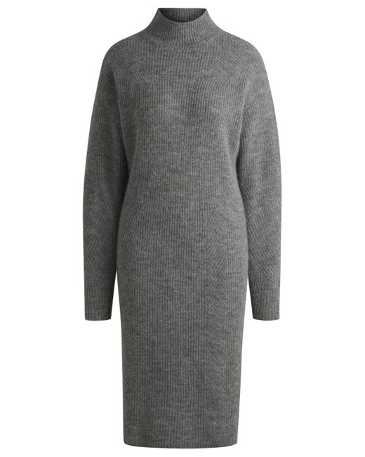 Boss Gray Strickkleid C_Fagdassy mit Stehkragen