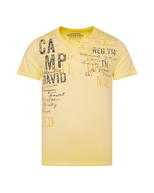 Camp David Rundhalsshirt aus Baumwolle in Yellow für Herren
