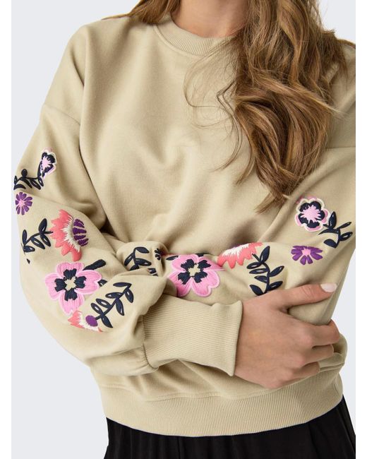 ONLY Natural Sweatshirt ONLBROOKE L/S O-NECK FLOWER SWT