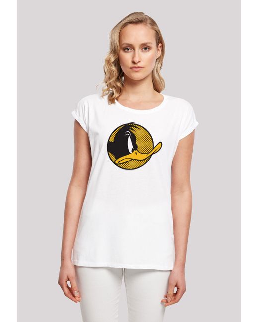 F4NT4STIC White T-Shirt Looney Tunes Daffy Duck Dotted Cartoon ,Premium Merch,Regular-Fit,Kurze Ärmel,Bedruckt
