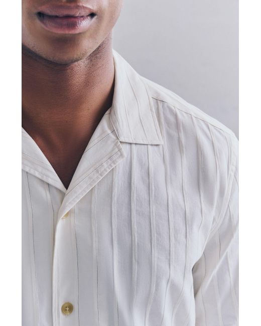 Next Kurzarmhemd Gestreiftes Hemd aus 100 % Baumwolle (1-tlg) in Gray für Herren