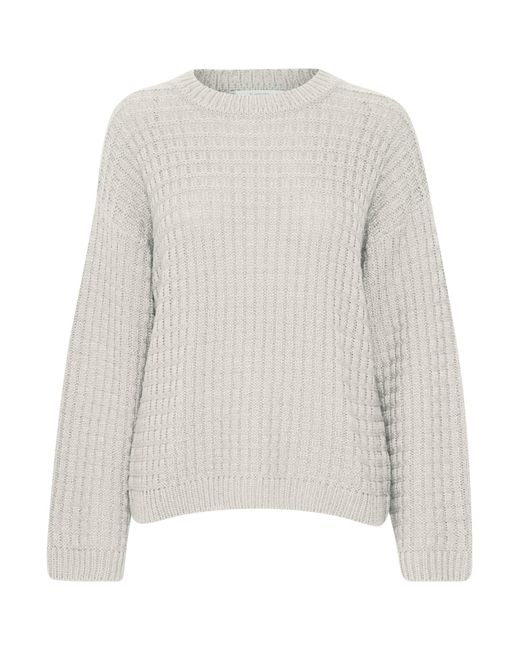 B.Young White Strickpullover Grobstrick Pullover Sweater mit Abgesetzten Schultern 6664 in Weiß