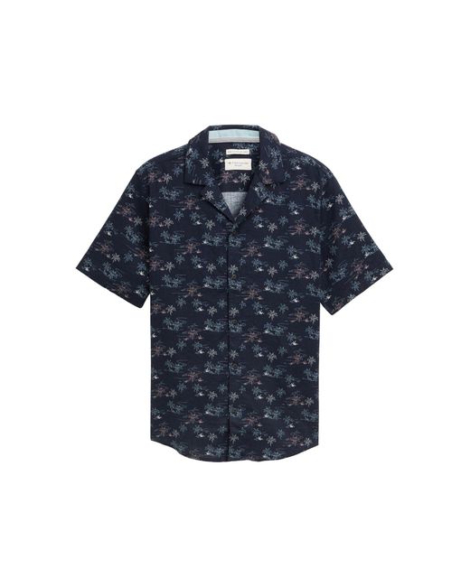 Tom Tailor Regular Fit Kurzarmhemd mit Leinenanteil in Blue für Herren