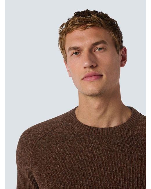 No Excess Strickpullover – Zweifarbiger Chenille-Rundhalspullover in Brown für Herren