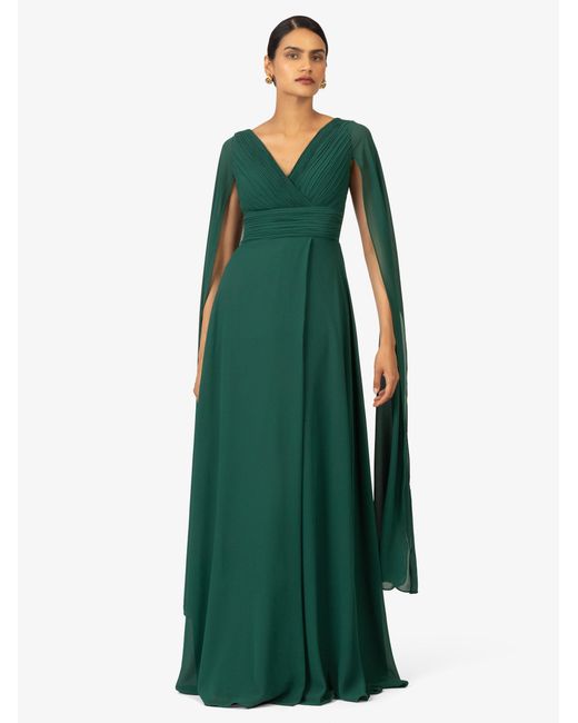 Kraimod Green Abendkleid aus hochwertigem Polyester Material mit Capeärmel