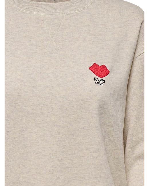 Jacqueline De Yong White Longpullover Rundhals Sweatshirt mit Paris Stickerei Weicher Pullover JDYBOOGIE L/S SWEAT JRS