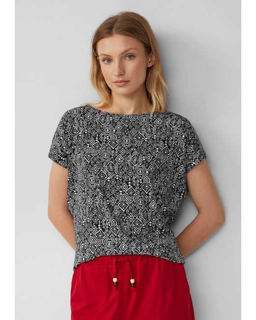 S.oliver Gray Shirttop Fließendes T-Shirt aus Viskosemix mit All-over-Muster