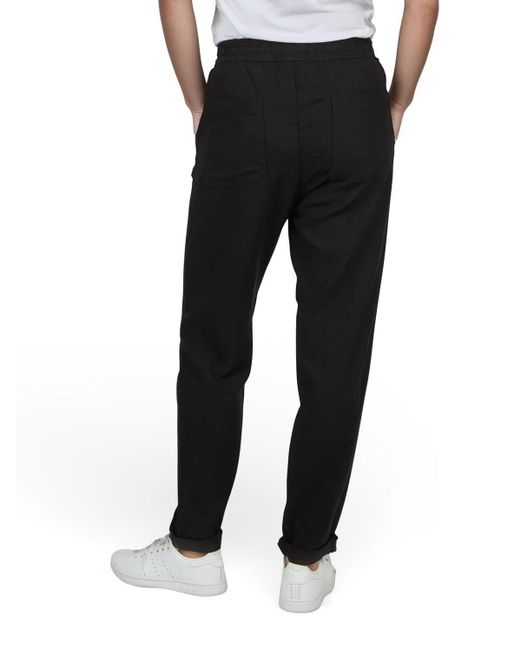 DENIMFY Black Chinohose Leinenhose DFLinda Regular Fit Sommer Freizeithose mit Taschen