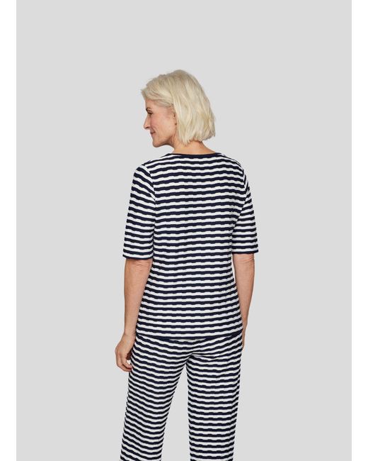 Rabe Blue Rundhalsshirt im Streifen-Look und in Struktur-Optik