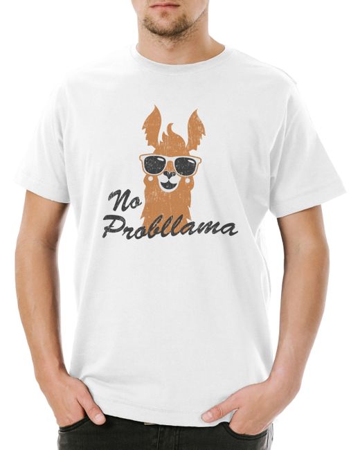 Urban Backwoods Print- No Probllama T-Shirt Weiß Größe L in White für Herren