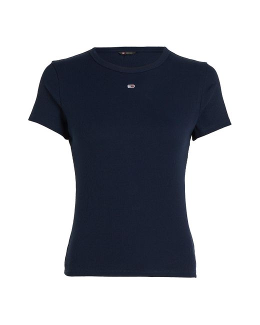 Tommy Hilfiger Blue T-Shirt Slim Essential Rib Große Größen