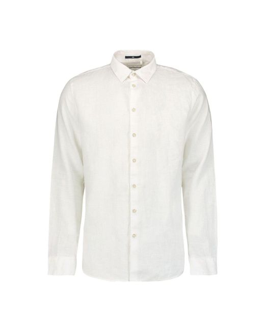 No Excess Langarmhemd aus Leinen in White für Herren