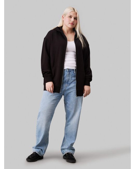 Calvin Klein Black Calvin Klein Jeans Sweatshirt PLUS DIFFUSED CK ZIP-THROUGH in Groß Größen mit Backprint