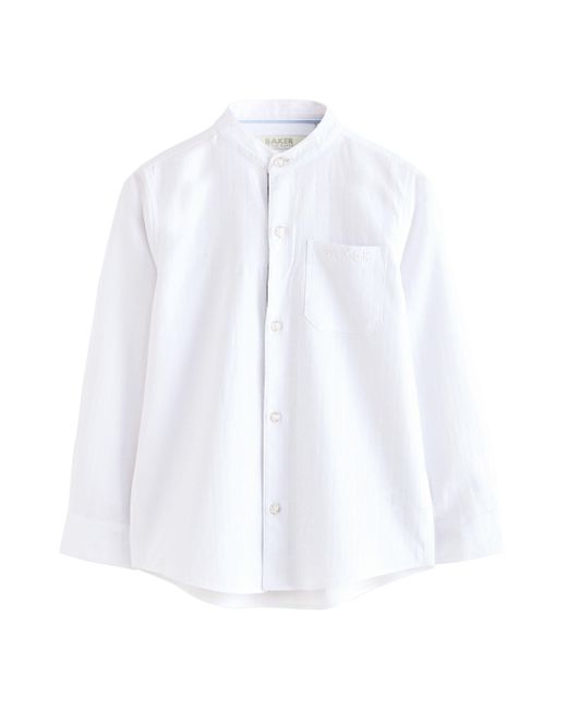 Baker by Ted Baker Langarmhemd by Ted Baker Langarm-Hemd mit Stehkragen (1-tlg) in White für Herren