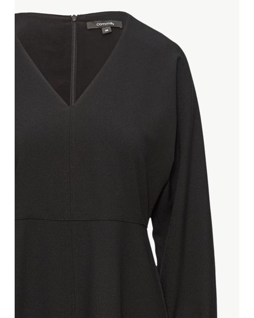 Comma, Black Maxikleid Fließendes Crepe-Kleid mit Fledermausarm