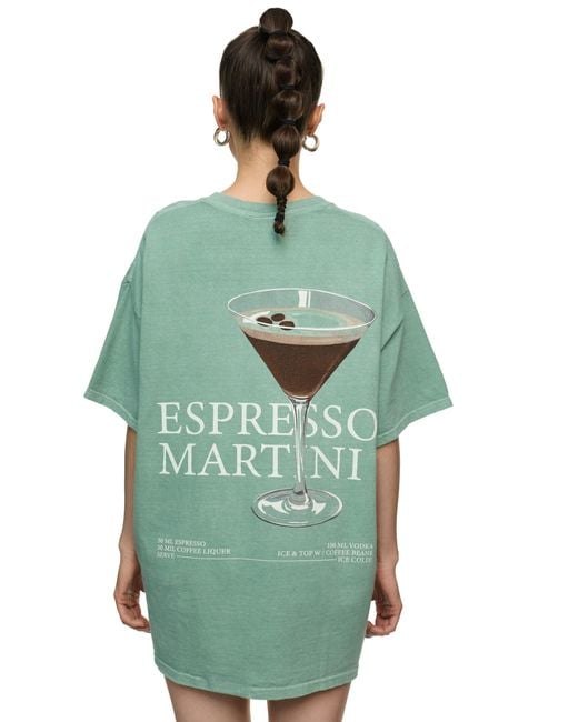 Worldclassca Green Oversized T-Shirt Sommer Oberteil Print - ESPRESSO MARTINI