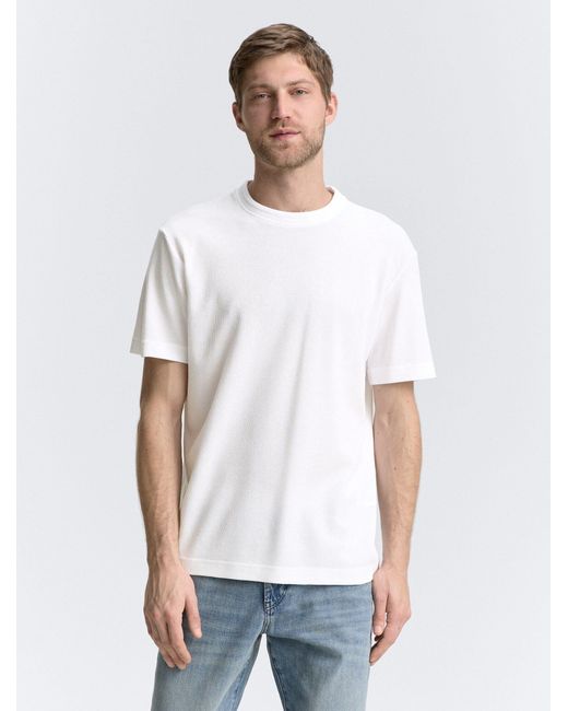 Tom Tailor Basic T-Shirt mit Struktur in White für Herren