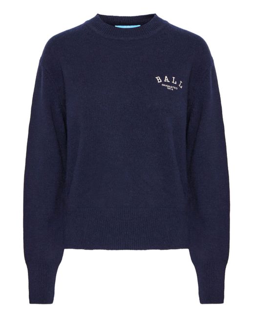 Ball Blue BATARDELLI lässiger Strickpullover mit Logostickerei