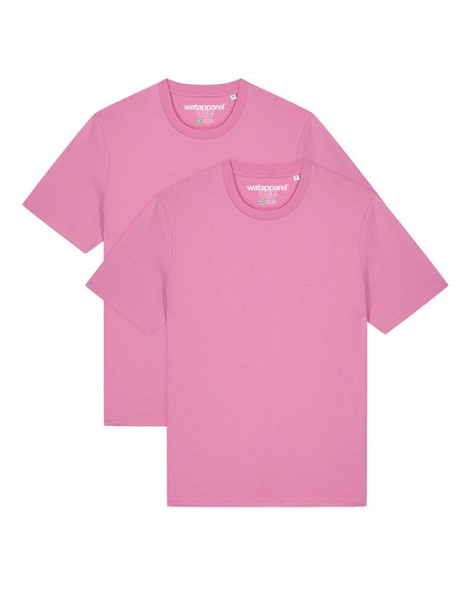 wat? Apparel Wat? Apparel - 2er Multipack Bio Basic T-Shirt Bubble Pink für Herren