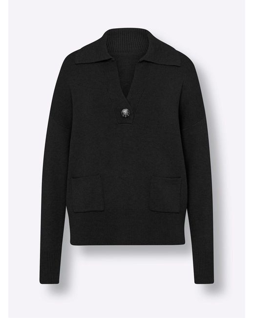 heine Black Strickpullover Polopullover