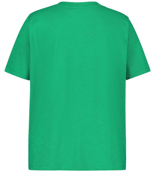 Samoon Green Kurzarmshirt V-Shirt aus Bio-Baumwolle