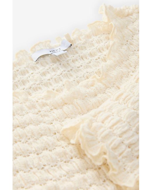 Next White Strickpullover Strukturiertes Langarmshirt (1-tlg)