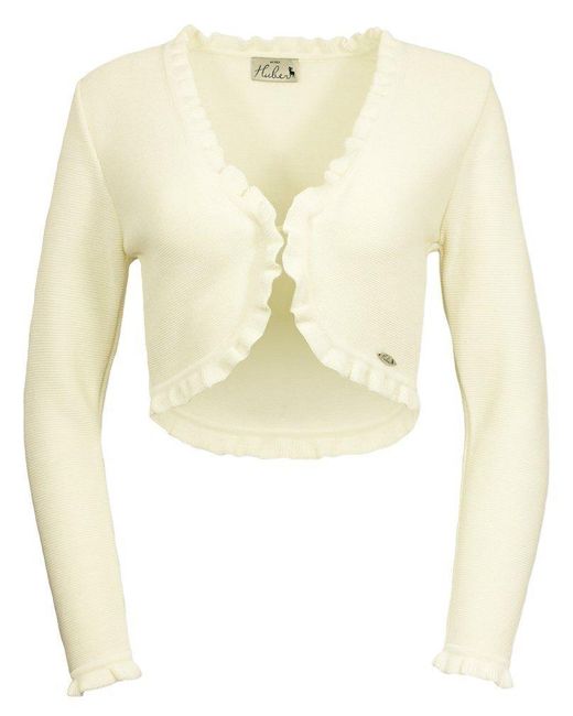 Huber-Mode-Tracht Natural Trachtenstrickjacke Strick Bolero 'Franja', Cremeweiß