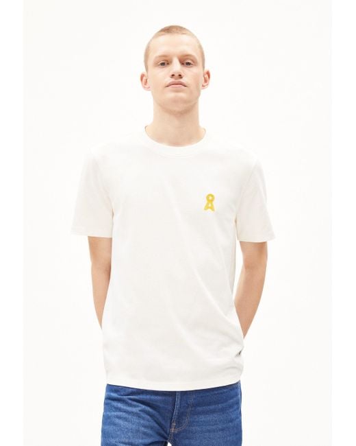 ARMEDANGELS Print- MAARKOS ICONIC Å (1-tlg) Midweight T-Shirt aus Bio-Baumwoll Mix in White für Herren