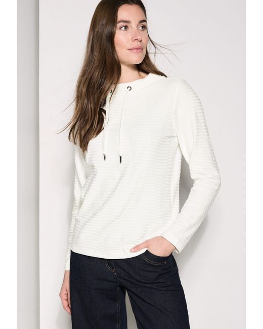Cecil White Langarmshirt mit Struktur-Muster