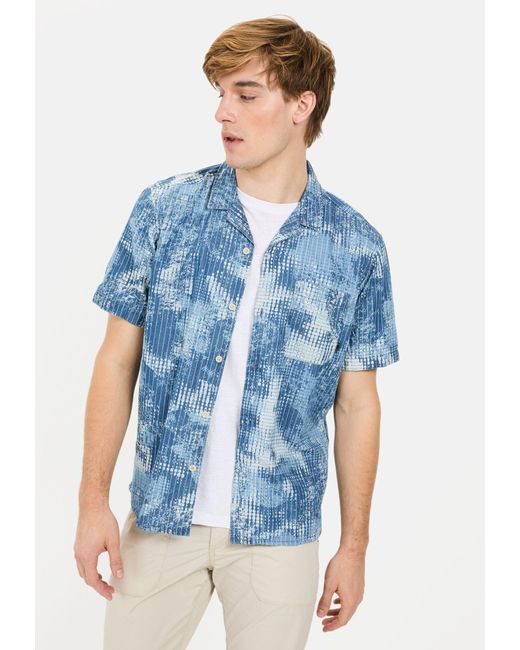 Camel Active Kurzarmhemd mit Allover-Print Resortkragen in Blue für Herren