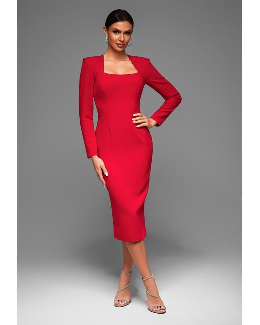 Ombre Red Abendkleid Midi