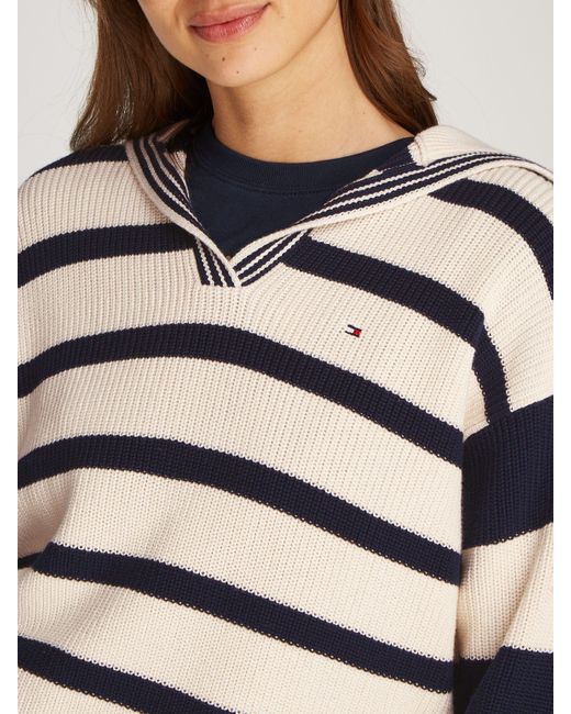 Tommy Hilfiger Natural Polokragenpullover CO CARDI STITCH OPEN POLO SWT LS mit Perlfangmuster