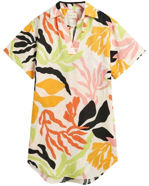 Gant Multicolor Kurzarmbluse Bluse mit Palmenprint