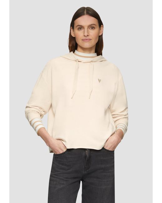 S.oliver Natural Sweatshirt Weiches Kapuzen-Sweat mit Herz- Stickerei