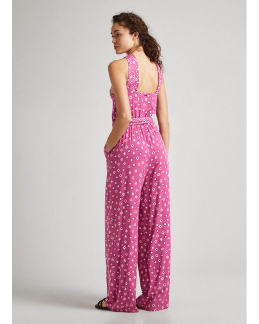 Pepe Jeans Pink Overall DOLLY mit Alloverprint aus fließender Viskosequalität