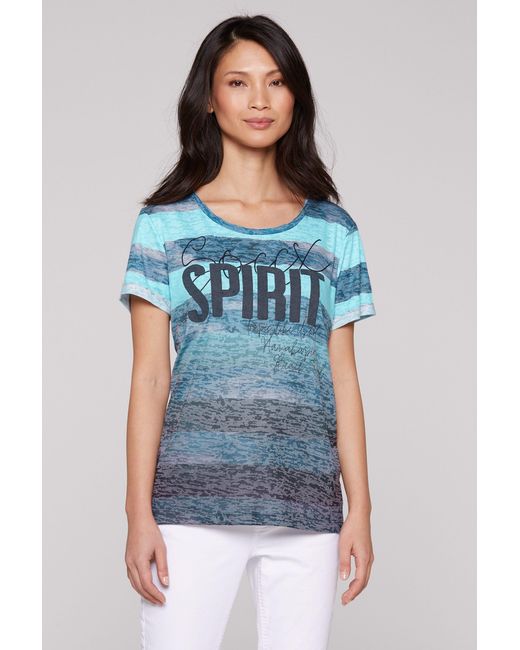 SOCCX Blue Rundhalsshirt mit Ausbrenner-Effekten